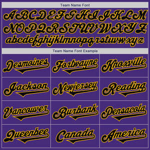Custom Purple Black-Gold Authentic Two Tone Baseball Jersey