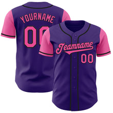 Laden Sie das Bild in den Galerie-Viewer, Custom Purple Pink-Black Authentic Two Tone Baseball Jersey
