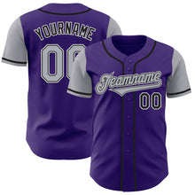 Charger l&#39;image dans la galerie, Custom Purple Gray-Black Authentic Two Tone Baseball Jersey
