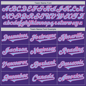 Custom Purple Light Blue-Pink Authentic Two Tone Baseball Jersey