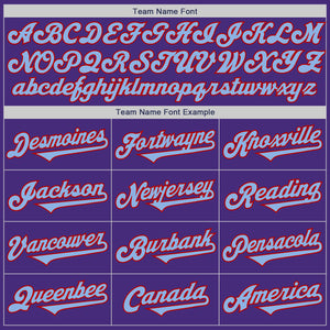 Custom Purple Light Blue-Red Authentic Two Tone Baseball Jersey