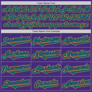 Custom Purple Teal-Yellow Authentic Two Tone Baseball Jersey