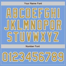 Load image into Gallery viewer, Custom Light Blue Old Gold-White Authentic Two Tone Baseball Jersey
