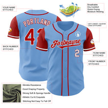 Load image into Gallery viewer, Custom Light Blue Red-White Authentic Two Tone Baseball Jersey
