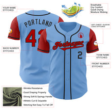 Load image into Gallery viewer, Custom Light Blue Red-Black Authentic Two Tone Baseball Jersey
