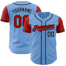 Load image into Gallery viewer, Custom Light Blue Red-Black Authentic Two Tone Baseball Jersey

