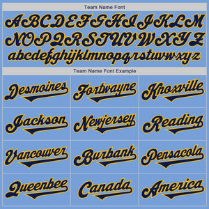 Custom Light Blue Navy-Gold Authentic Two Tone Baseball Jersey