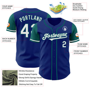 Custom Royal White-Teal Authentic Two Tone Baseball Jersey