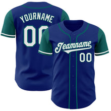 Load image into Gallery viewer, Custom Royal White-Teal Authentic Two Tone Baseball Jersey
