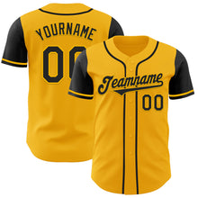 Load image into Gallery viewer, Custom Gold Black Authentic Two Tone Baseball Jersey
