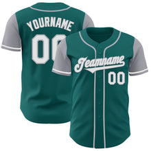 Load image into Gallery viewer, Custom Teal White-Gray Authentic Two Tone Baseball Jersey
