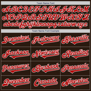Custom Brown Red-White Authentic Two Tone Baseball Jersey