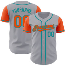 Load image into Gallery viewer, Custom Gray Orange-Teal Authentic Two Tone Baseball Jersey
