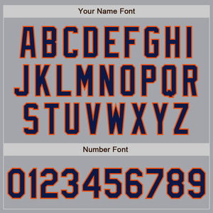 Custom Gray Navy-Orange Authentic Two Tone Baseball Jersey