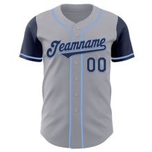 Load image into Gallery viewer, Custom Gray Navy-Light Blue Authentic Two Tone Baseball Jersey
