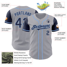 Load image into Gallery viewer, Custom Gray Navy-Light Blue Authentic Two Tone Baseball Jersey
