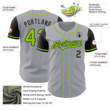 Load image into Gallery viewer, Custom Gray Neon Green-Black Authentic Two Tone Baseball Jersey
