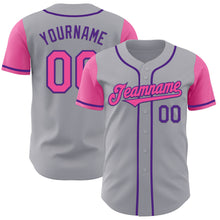 Charger l&#39;image dans la galerie, Custom Gray Pink-Purple Authentic Two Tone Baseball Jersey
