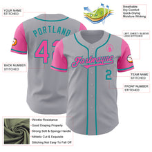 Charger l&#39;image dans la galerie, Custom Gray Pink-Teal Authentic Two Tone Baseball Jersey

