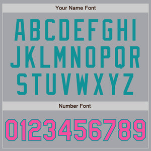Custom Gray Pink-Teal Authentic Two Tone Baseball Jersey