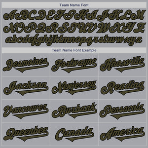 Custom Gray Olive-Black Authentic Two Tone Baseball Jersey