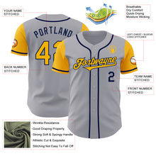 Load image into Gallery viewer, Custom Gray Gold-Navy Authentic Two Tone Baseball Jersey
