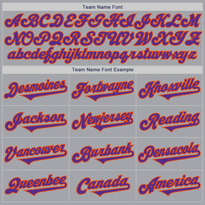 Custom Gray Purple-Orange Authentic Two Tone Baseball Jersey