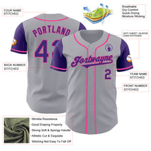 Charger l&#39;image dans la galerie, Custom Gray Purple-Pink Authentic Two Tone Baseball Jersey
