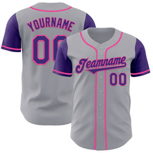 Charger l&#39;image dans la galerie, Custom Gray Purple-Pink Authentic Two Tone Baseball Jersey
