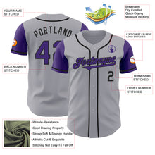 Load image into Gallery viewer, Custom Gray Purple-Black Authentic Two Tone Baseball Jersey
