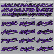Load image into Gallery viewer, Custom Gray Purple-Black Authentic Two Tone Baseball Jersey
