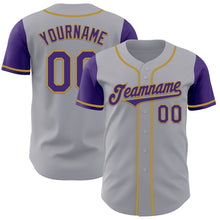 Charger l&#39;image dans la galerie, Custom Gray Purple-Old Gold Authentic Two Tone Baseball Jersey

