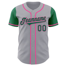 Load image into Gallery viewer, Custom Gray Kelly Green-Pink Authentic Two Tone Baseball Jersey
