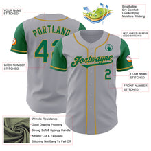 Load image into Gallery viewer, Custom Gray Kelly Green-Old Gold Authentic Two Tone Baseball Jersey
