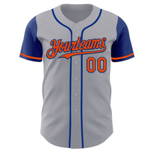 Load image into Gallery viewer, Custom Gray Orange-Royal Authentic Two Tone Baseball Jersey
