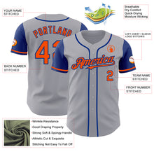 Load image into Gallery viewer, Custom Gray Orange-Royal Authentic Two Tone Baseball Jersey
