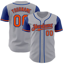 Load image into Gallery viewer, Custom Gray Orange-Royal Authentic Two Tone Baseball Jersey
