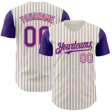 Загрузить изображение в средство просмотра галереи, Custom Cream Purple Pinstripe Medium Pink Authentic Two Tone Baseball Jersey
