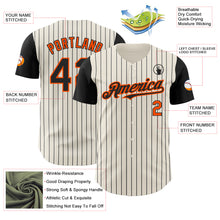 Load image into Gallery viewer, Custom Cream Black Pinstripe Orange Authentic Two Tone Baseball Jersey
