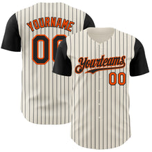 Load image into Gallery viewer, Custom Cream Black Pinstripe Orange Authentic Two Tone Baseball Jersey
