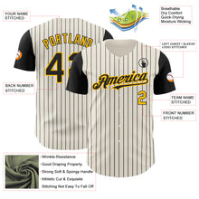 Load image into Gallery viewer, Custom Cream Black Pinstripe Gold Authentic Two Tone Baseball Jersey
