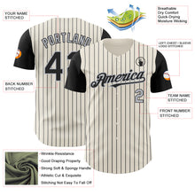 Load image into Gallery viewer, Custom Cream Black Pinstripe Gray Authentic Two Tone Baseball Jersey
