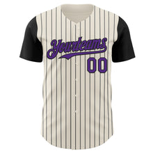 Load image into Gallery viewer, Custom Cream Black Pinstripe Purple Authentic Two Tone Baseball Jersey
