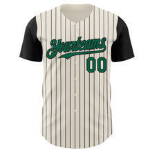 Load image into Gallery viewer, Custom Cream Black Pinstripe Kelly Green Authentic Two Tone Baseball Jersey
