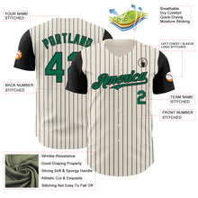 Load image into Gallery viewer, Custom Cream Black Pinstripe Kelly Green Authentic Two Tone Baseball Jersey
