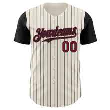 Load image into Gallery viewer, Custom Cream Black Pinstripe Crimson Authentic Two Tone Baseball Jersey
