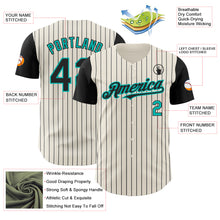 Load image into Gallery viewer, Custom Cream Black Pinstripe Aqua Authentic Two Tone Baseball Jersey
