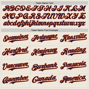 Custom Cream Navy Pinstripe Orange Authentic Two Tone Baseball Jersey