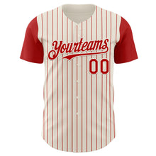 Load image into Gallery viewer, Custom Cream Red Pinstripe Red Authentic Two Tone Baseball Jersey
