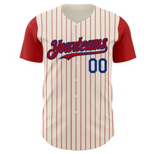 Load image into Gallery viewer, Custom Cream Red Pinstripe Royal Authentic Two Tone Baseball Jersey
